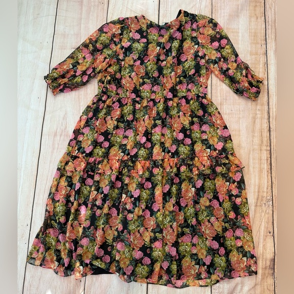 Maison Tara Quarter Sleeve Maxi Floral Dress Size 16 Flowy Party fall office - Picture 6 of 6